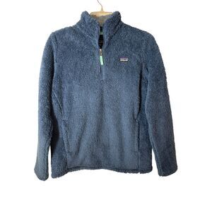 PATAGONIA 1/4 Zip Sherpa Pullover Unisex Youth XXL Adult S Navy Blue Sweatshirt